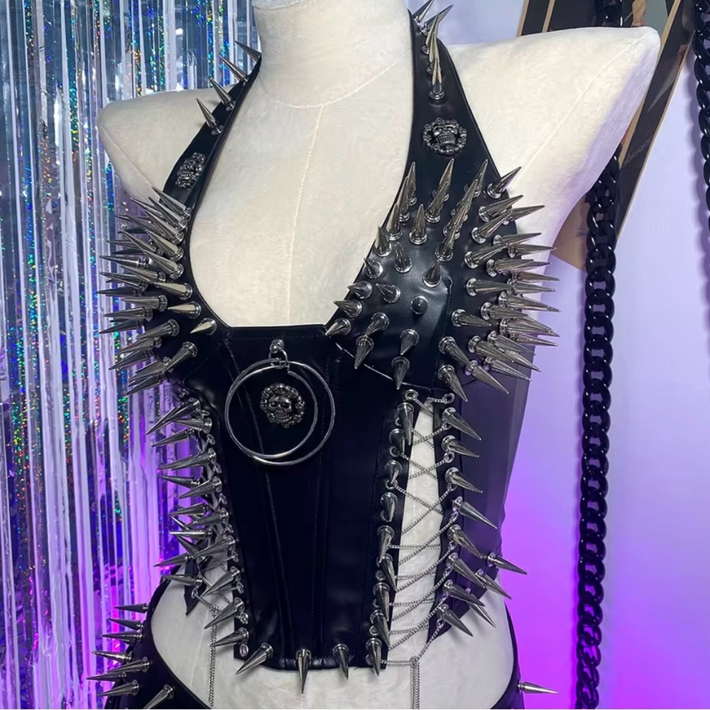 Spiked Halter Crop Top